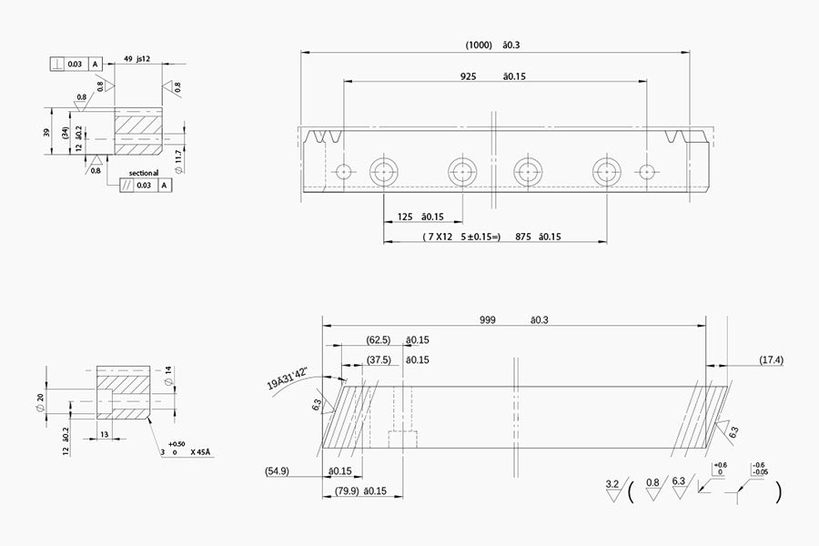 Specification parameter of linear rack DIN 8